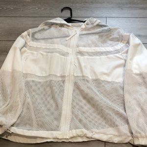 Womens size M White see through zip up sweatshirt